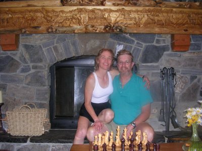 Terry and Dennis at Fireplace by the Bar.